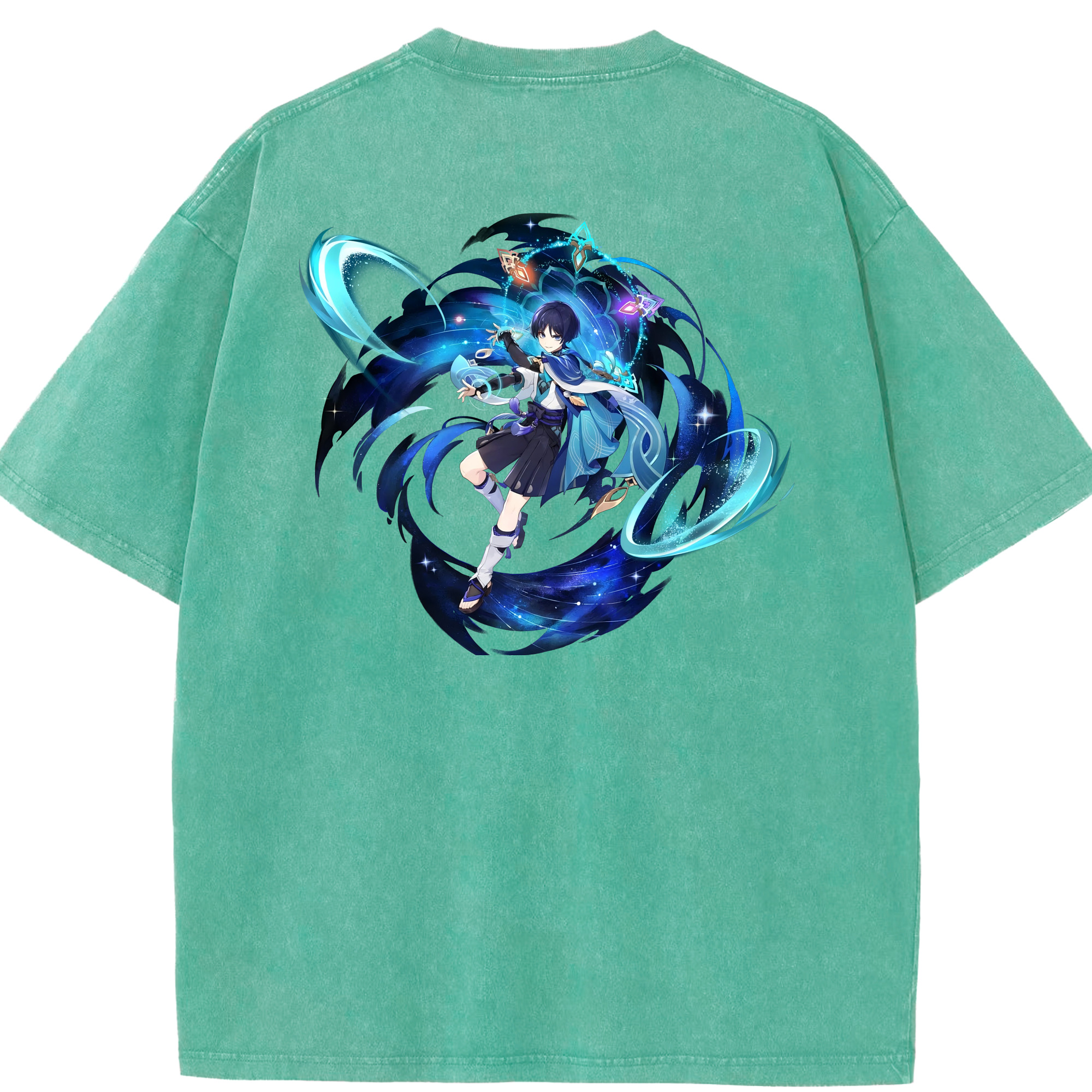 げんし神 さんペい genshin Sanpei 綿100% ヴィンテージ風 半袖Tシャツ（背面プリント）